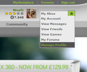 Xbox Credit Card Manage Profile