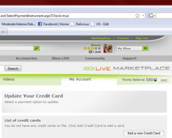 Xbox Credit Card Removed
