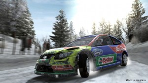 Rally car posing in the snow