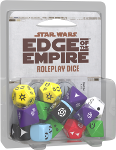 Edge of the Empire has custom dice. Just look at all the colours!
