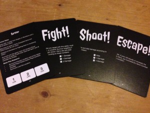 Each survivors cards are used in combat and help decide who's turns are taken first and who gets hit by the zombie,